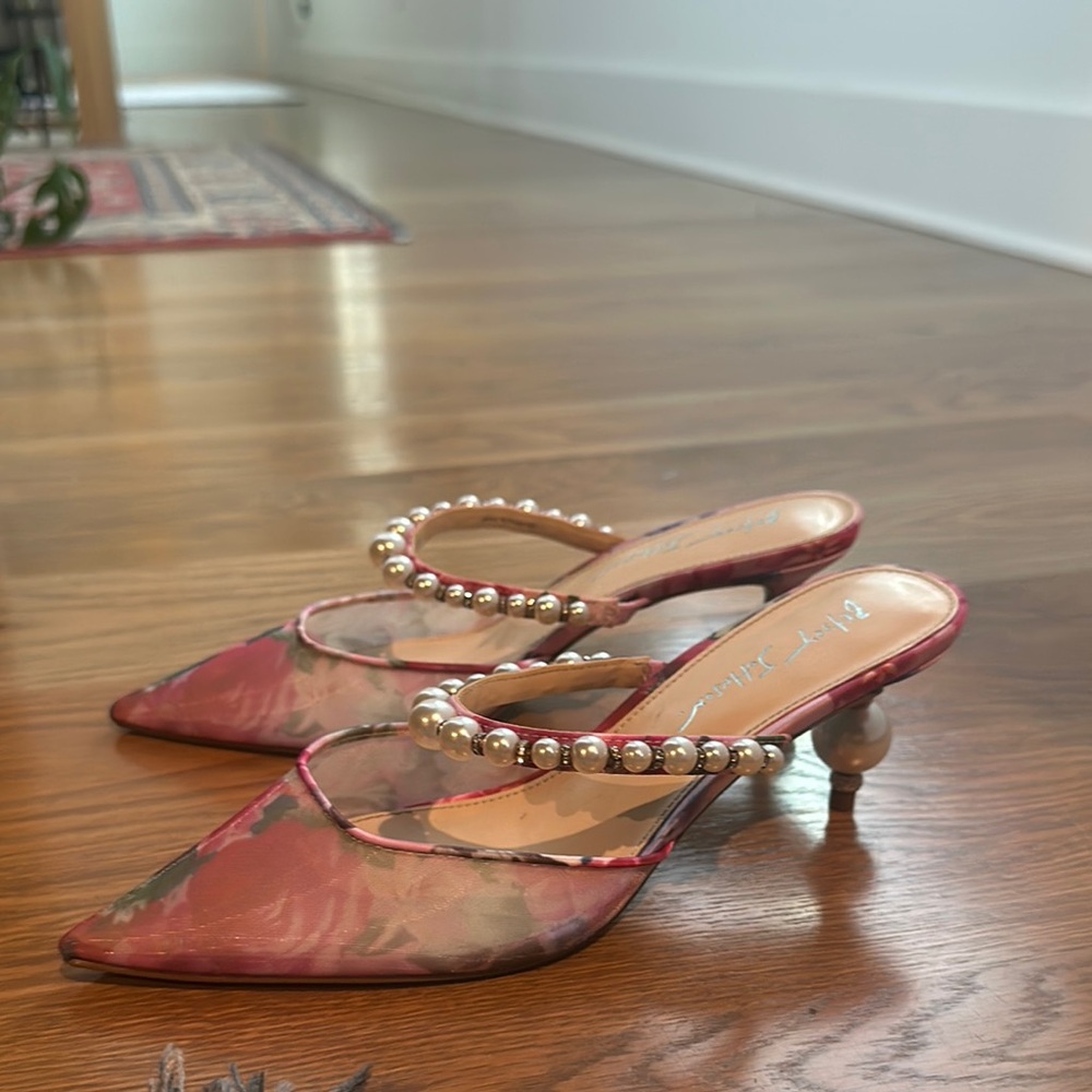 Betsey Johnson Pink Floral Pearl Heels